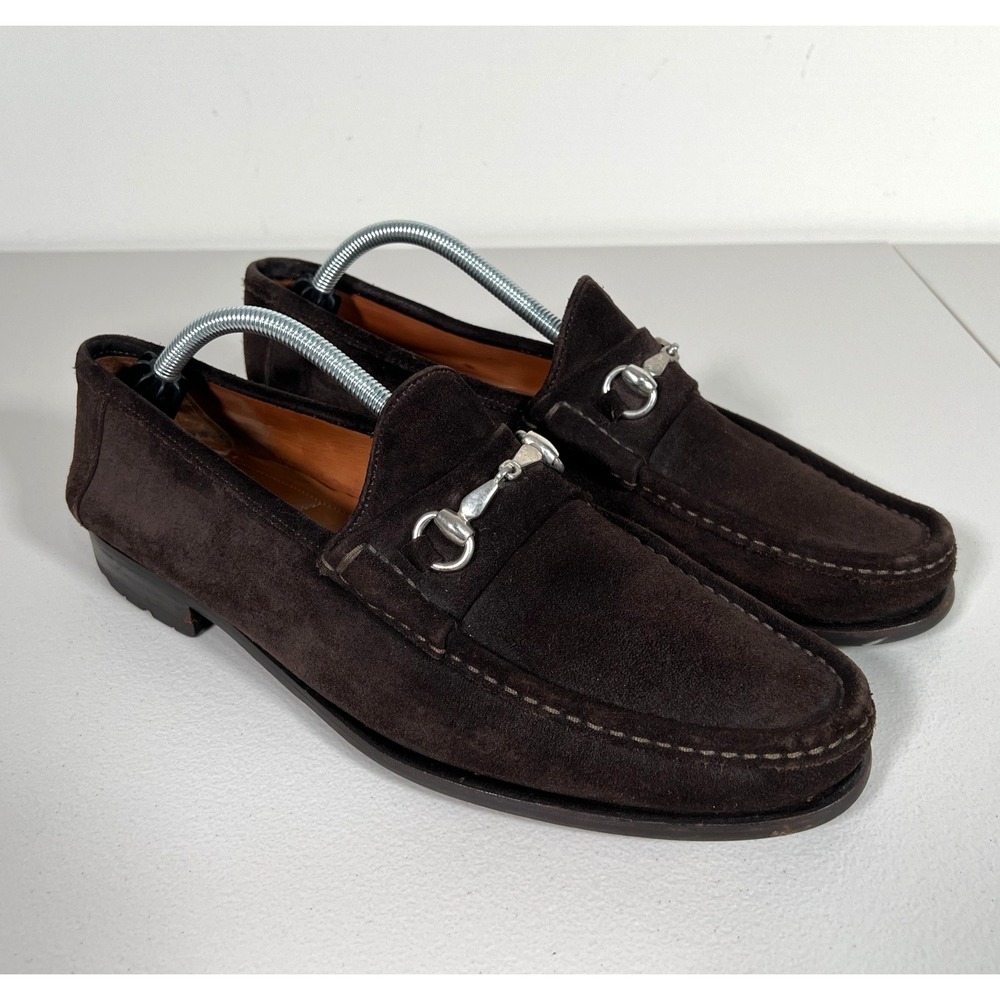 Allen Edmonds Lucca Suede Horsebit Loafers Mens 10.5 D Shoes Dark Brown Slip Ons